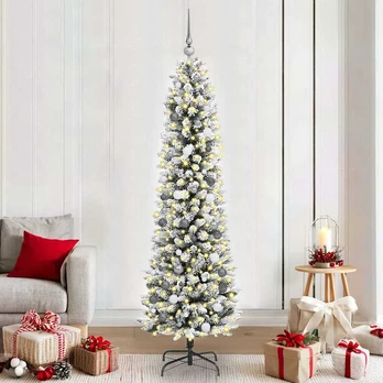 Kalėdų medis with Decorative String Lights Balta 210 cm PVC