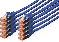 DIGITUS CAT 6 S/FTP Patchkabel, 10 Stück, 0,5m, blau