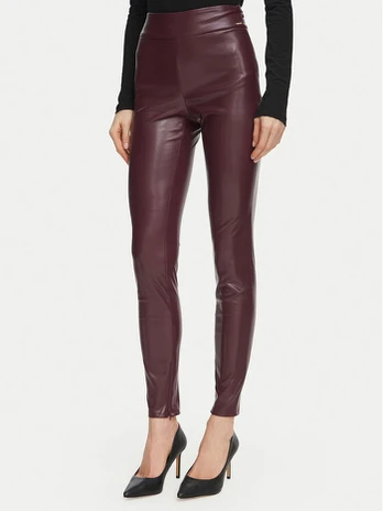 Guess Dirbtinės odos kelnės W4BB18 WGIK0 Vyšninė Regular Fit