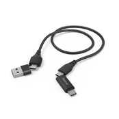 Kabelis HAMA 4w1 Typ-C, micro-USB, USB-A Juodas kaina