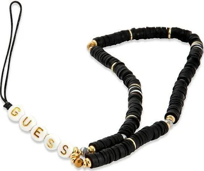 Guess strap GUSTPEARK Phone Strap Heishi Beads juodas-baltas