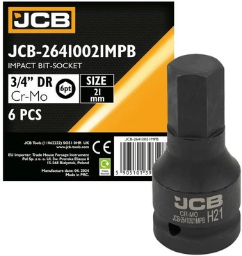 JCB Impact antgalio lizdas 3/4" 21mm (6 taškai)
