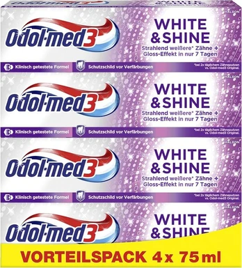 Odol-med3 White & Shine balinanti dantų pasta, 4 x 75 ml