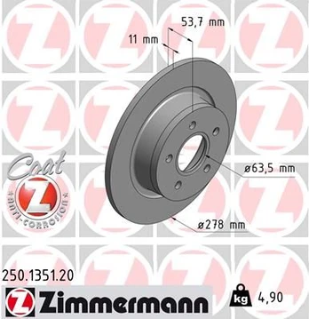 Stabdžių diskas ZIMMERMANN 250.1351.20