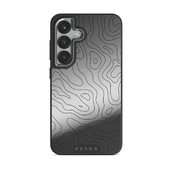Wild Terrain - Minimalist Samsung Galaxy S25 Plus Case, Elite Mirror Dark (Magnetic) / Silver