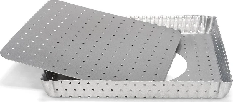 Patisse formos plunksna perforuota 21 x 21 cm sidabro plieno