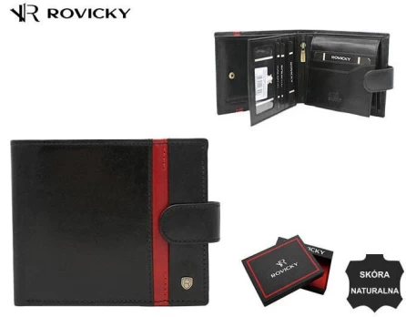 Portfel męski sk&oacute;rzany 22323-RVTP BLACK+RED