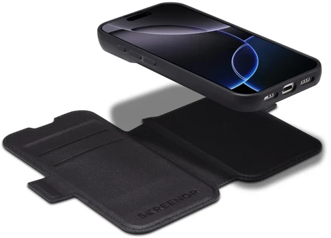 Dėklas Screenor FIRST 2IN1 iPHONE 18 PRO MAGSAFE Juodas