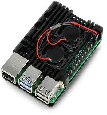 justPi dėklas Raspberry Pi 5 su dviem ventiliatoriais - aliuminis - juodas