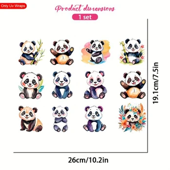 Panda raštų lipdukų rinkinys paviršiams