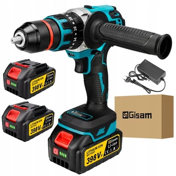 Gisam 13mm brushless smūginis elektrinis akumuliatorinis suktuvas-gręžtuvas x2 akumuliatorius