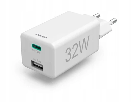 Mini 32w Pd Qc įkroviklis, 1x Usb-c, 1x Usb-a, baltas