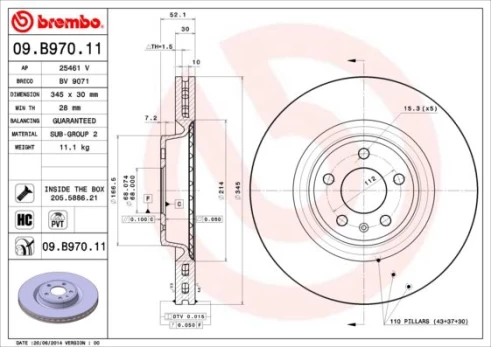 Stabdžių diskas BREMBO 09.B970.11