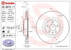 Stabdžių diskas BREMBO 09.B970.11 kaina