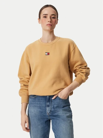 Tommy Jeans Džemperis Badge DW0DW23297 Geltona Regular Fit