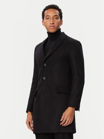 HUGO Vilnonis paltas 50569210 Juoda Slim Fit