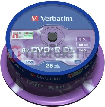 Verbatim DVD + R DL 8,5 GB 8x25 vnt (V43757)