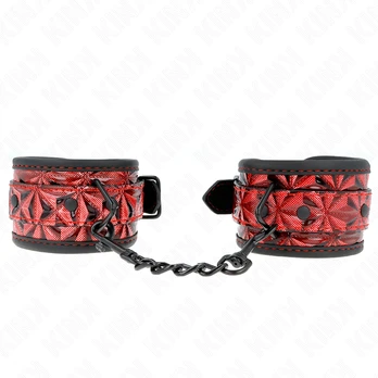 Kink Wrist Restraint KINK - DIAMOND PATTERN WRIST RESTRAINTS DARK Raudonas ADJUSTABLE 17-26 CM X 5.5 CM