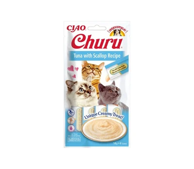 Churu Cat Tuna Scallop begrūdis, 56 g x 4