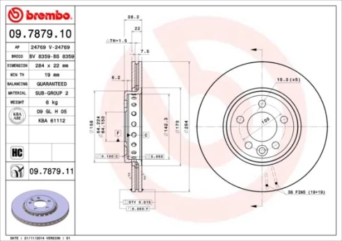 Stabdžių diskas BREMBO 09.7879.11