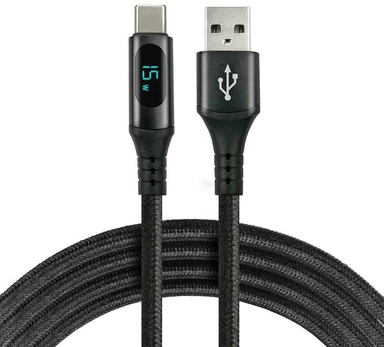 KABELIS USB-A / USB-C LCD everActive CBB-1CBL 100cm 3A