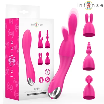Intense Cher Multi-Head Vibrator Set - 4 Interchangeable Attachments, 20 Modes
