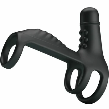 Pretty Love Elastic Silicone Vibration Extension Sleeve Black 10 Modes