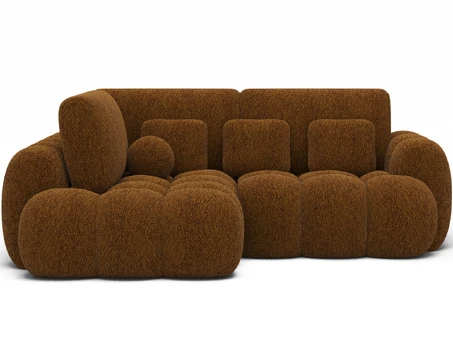 Cozion corner sofa with sleeping function and storage compartment, brown chenille, left-hand side, Modern, Brown