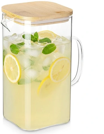 Stiklinis ąsotis su bambukiniu dangčiu, 2,5 l, 19 × 12 × 23,5 cm