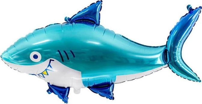 PartyDeco Folijos balionas Shark, 102x62 cm, mix