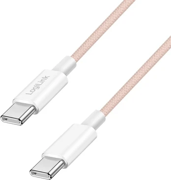 LogiLink USB-C 0,5 m nailono pintas, rožinis