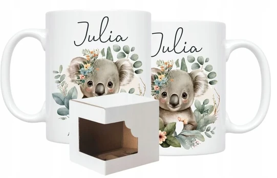 Dovanų puodelis su vardu Koala + kartonas
