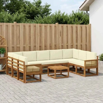 Lauko sofos komplektas 10 pcs Natūralus ir grietinėlė