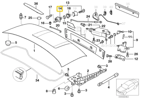 BMW Z3 E36 1994 2002 Verschluss Mit Code Originalus 51248269957