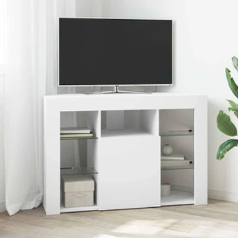 TV staliukas Kampinė LED televizoriaus spinta Balta 100x40x68cm