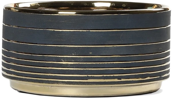 Pot&Deco Keraminis vazonas CHRYSI, apvalus, auksinis/juodas, 16 x 8(A) cm