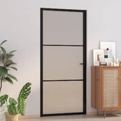 Vidaus durys, juodos, 93x201,5cm, matinis stiklas ir aliuminis kaina