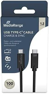 Kabelis USB MediaRange MediaRange USB-C Lade-/Datenkabel USB 3.1 10Gbit/s 1,2m sw
