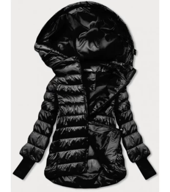 LONG JACKET WITH HOOD BLACK (PM7231) striukė