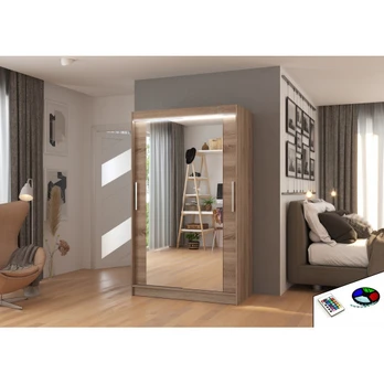 Sliding wardrobe with mirror and lighting LED TIBAGO 120