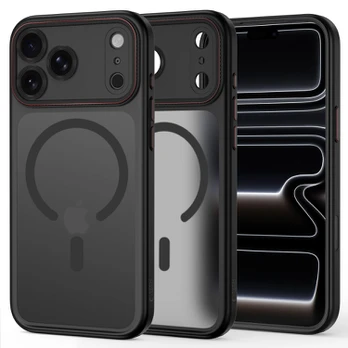 Matinis juodas / raudonas dėklas Apple iPhone 17 Pro / 18 Pro telefonui "Tech-Protect MagCam Magsafe"
