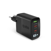 Adapteris SBS LCD Wall Charger, USB-A, 2x USB-C, LCD, 65 W, juodas