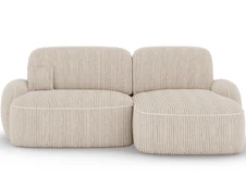 Tesalia corner sofa with sleeping function and storage compartment, grey velvet, right-hand side, Modern, Beige kaina