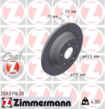 Stabdžių diskas ZIMMERMANN 250.5716.20