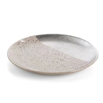 Sidabro spalvos apvalus keraminis padėklas 35x4 cm – LAILA