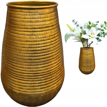 Auksinis metalinis vaza, 38cm, lofto stiliaus