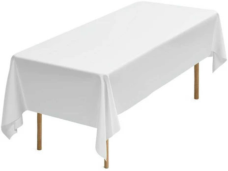 Baltos stačiakampės staltiesės, 6 vnt, 152 x 259 cm