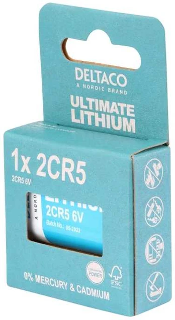 Deltaco Ultimate Lithium battery, 6V, 2CR5, 1-pack