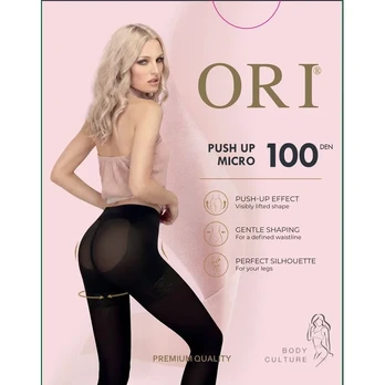 Moteriškos pėdkelnės ORI PUSH UP MICRO 100 DEN, 3 dydis, spalva NERO