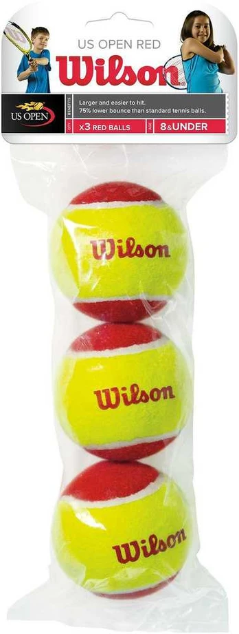 Wilson Starter Raudona teniso kamuoliukas, 3 vnt